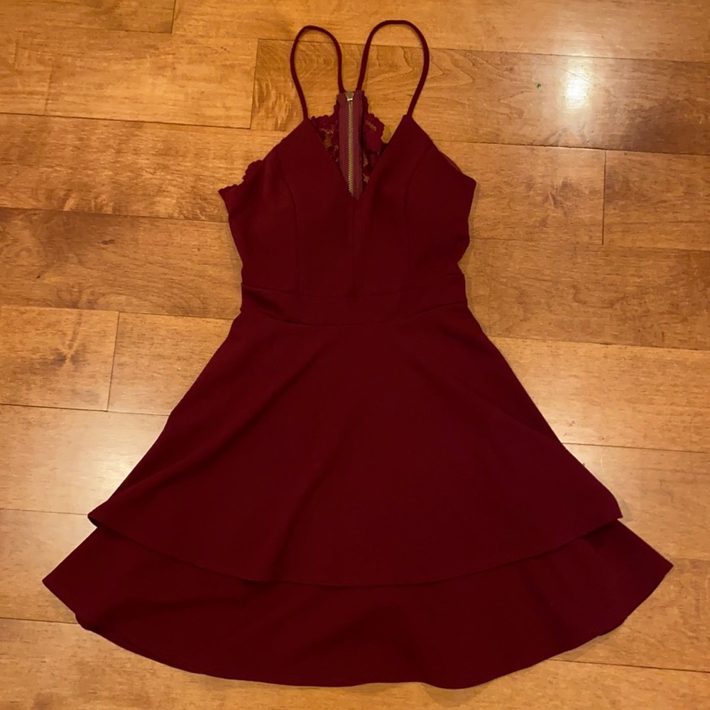B. Darlin V-Neck Wine Red Dress